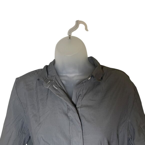 COS Gray Short Sleeve Button-Up Shirt Women’s Size 6 EUR 36 Cotton Blend Minimal - Picture 6 of 7